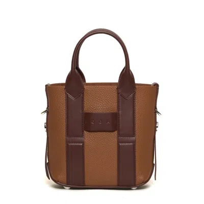 Hogan Textured Leather Shopping Bag With Adjustable Strap In Brown
