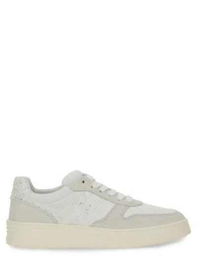 Hogan Textured Leather Sneakers In Gray