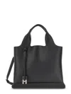Hogan Shopping Bag In Textured Leather In Black