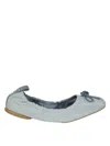 Hogan Textured Upper Ballerina Flats With Bow Accent In Blue