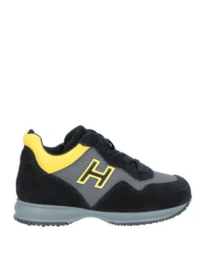Hogan Babies'  Toddler Boy Sneakers Black Size 9.5c Soft Leather, Textile Fibers