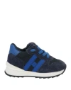 Hogan Babies'  Toddler Boy Sneakers Midnight Blue Size 9c Leather, Textile Fibers