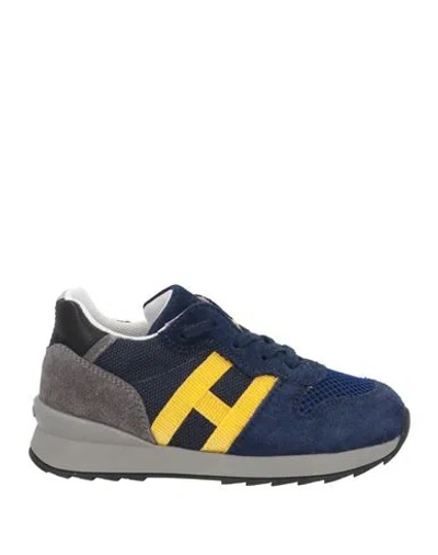 Hogan Babies'  Toddler Boy Sneakers Navy Size 9c Soft Leather, Textile Fibers In Navy Blue