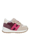 Hogan Toddler Girl Sneakers Beige Size 10c Leather, Textile Fibers In Beige