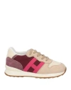 Hogan Toddler Girl Sneakers Beige Size 9.5c Leather, Textile Fibers In Beige