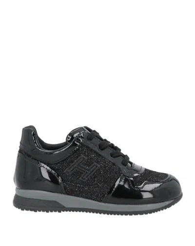 Hogan Babies'  Toddler Girl Sneakers Black Size 9c Soft Leather, Textile Fibers
