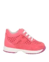 Hogan Toddler Girl Sneakers Coral Size 10c Soft Leather In Red