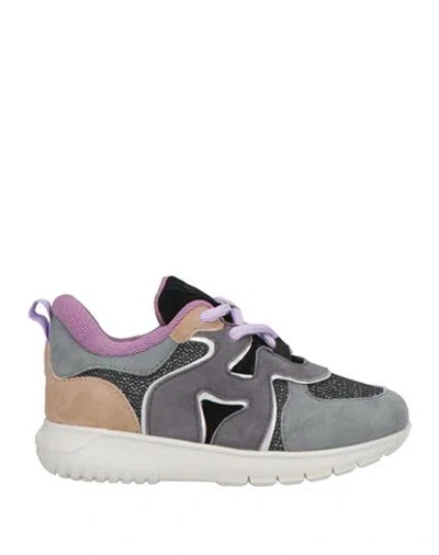 Hogan Babies'  Toddler Girl Sneakers Grey Size 10c Leather, Textile Fibers