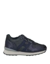 Hogan Toddler Girl Sneakers Navy Size 9c Soft Leather, Textile Fibers In Navy Blue