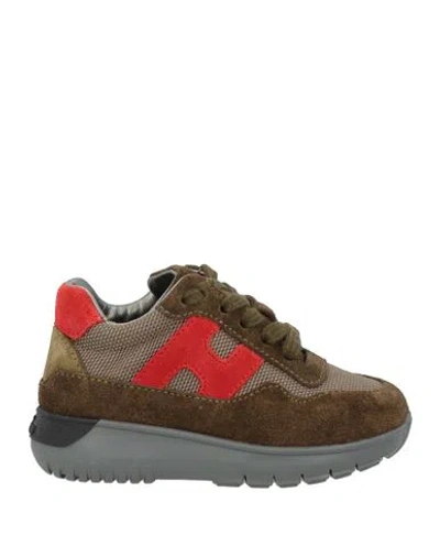 Hogan Babies'  Toddler Sneakers Khaki Size 9.5c Leather, Textile Fibers In Beige
