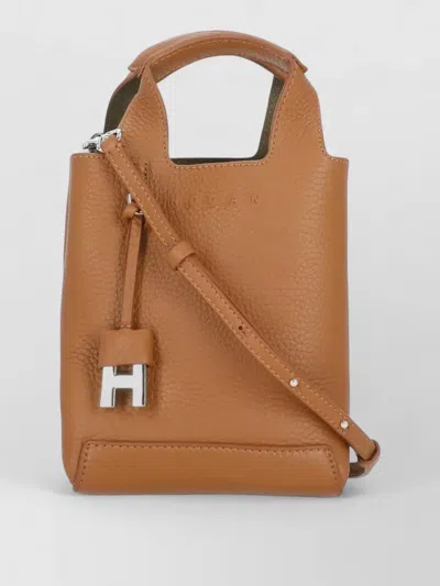Hogan Tote Bag Removable Shoulder Strap Top Handles In Brown