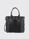 Hogan Medium Script Shopping Bag With Textured Leather Finish In Black