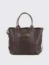 Hogan Script Shopping Bag With Grained Leather And Embossed Details In Brown