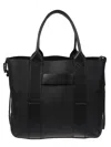 Hogan Medium Script Shopping Bag With Textured Leather Finish In Black