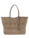 Hogan Spacious Suede Tote Bag With Embossed Branding In Neutral