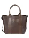 Hogan Textured Leather Tote Bag With Smooth Accents In Brown