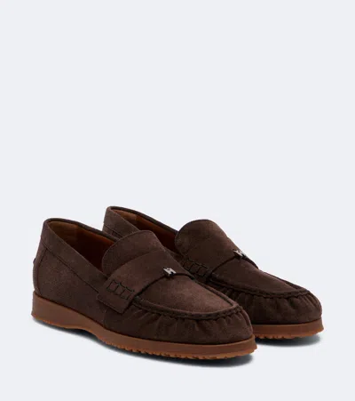 Hogan Traditional Suede Loafers In Brown