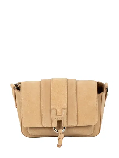 Hogan Trend Flap Suede Shoulder Bag In Neutral