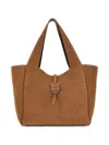 Hogan Rectangular Suede Tote Bag Top Handle Buckle In Brown