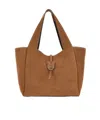 Hogan Rectangular Suede Tote Bag Top Handle Buckle In Brown