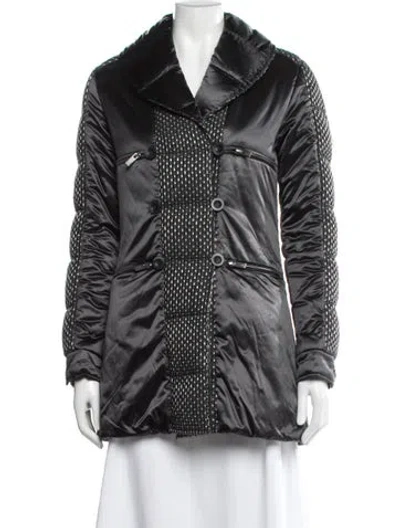 Pre-owned Hogan Tweed Pattern Down Coat In Black