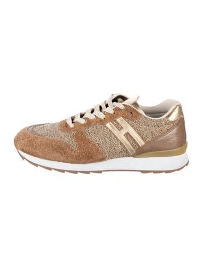 Pre-owned Hogan Tweed Pattern Sneakers In Brown