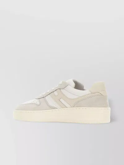 Hogan Two-tone Leather Sneakers H Detail In White
