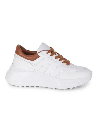 Hogan Two-tone Leather Sneakers Shoes In White