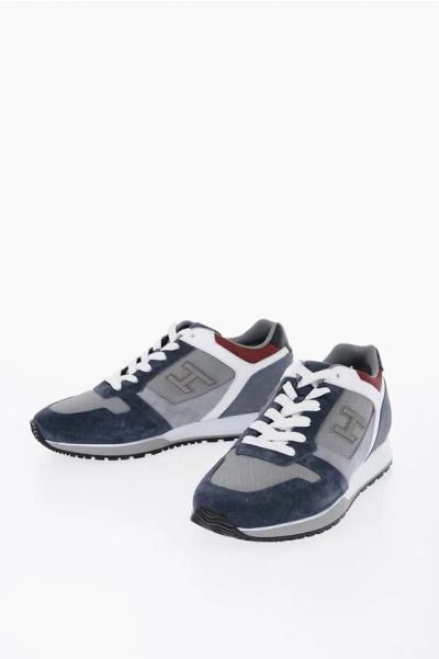 Hogan Two-tone Suede And Fabric Low-top Sneakers In Gray