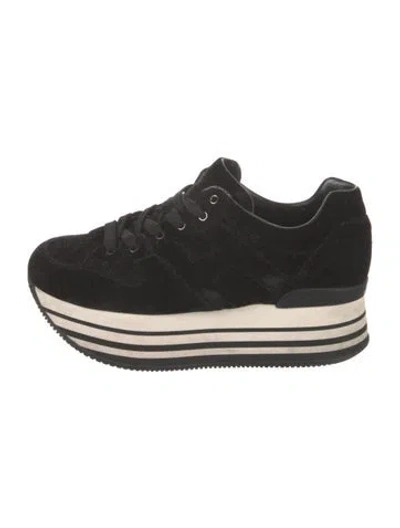 Pre-owned Hogan Velvet Chunky Sneakers In Black