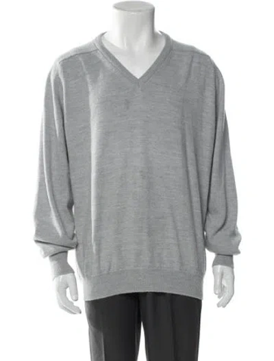 Pre-owned Hogan V-neck Long Sleeve Pullover In Gray