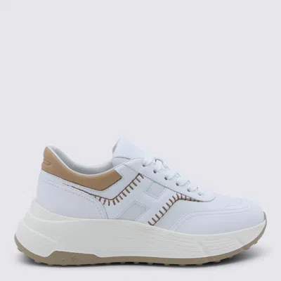Hogan White And Beige Leather Hi-fi Sneakers In Multi