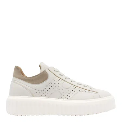 Hogan White And Beige Leather Sneakers