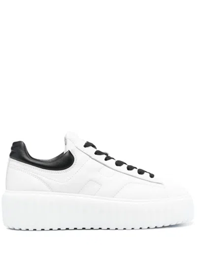 Hogan White And Black Calf Leather Sneakers