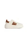 Hogan White And Brown Leather H Stripes Sneakers