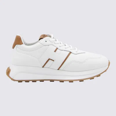 Hogan White And Brown Leather H641 Sneakers In Bianco/marrone