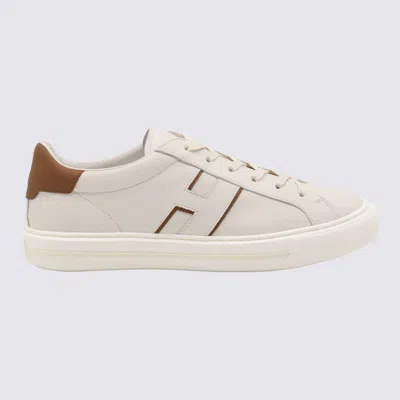 Hogan White And Brown Leather H691 Sneakers In Neutral