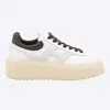 Hogan Striped Sneakers With Padded Collar And Contrasting Sole In Brown