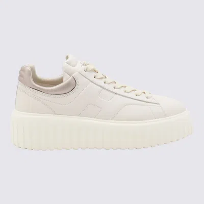 Hogan White And Cream Leather Sneakers In Beige