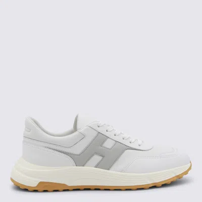 HOGAN HOGAN WHITE AND GREY LEATHER SNEAKERS