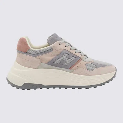 Hogan White And Grey Sneakers In Rosa/grigio