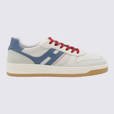 Hogan White And Light Blue Leather Sneakers In Neutral