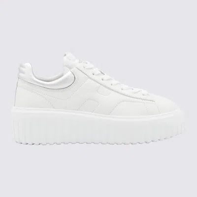 Hogan White And Silver Leather Sneakers