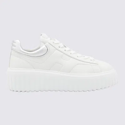 Hogan White And Silver Leather Sneakers