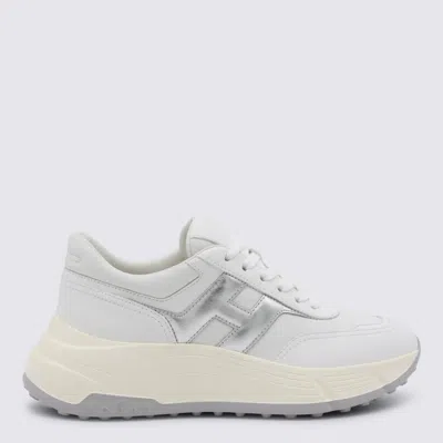 Hogan White And Silver Leather Sneakers
