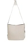 Hogan Rectangular Grained Leather Hobo Bag With Internal Clutch In White