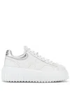 Hogan Striped Leather Lace-up Sneakers With H Detail In White