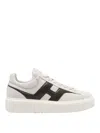 Hogan H-stripes Logo Lace-up Sneakers In White