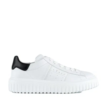 HOGAN HOGAN WHITE H-STRIPES SNEAKERS WITH BLACK HEEL