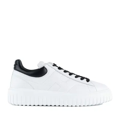 HOGAN HOGAN WHITE AND BLACK LEATHER SNEAKERS